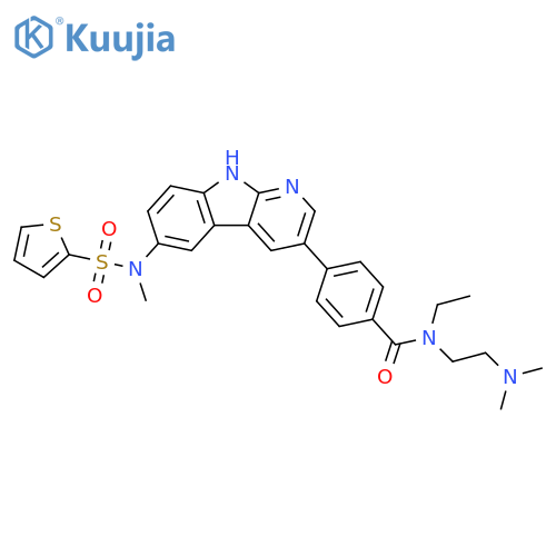 Benzamide,N-[2-(dimethylamino)ethyl]-N-ethyl-4-[6-[methyl(2-thienylsulfonyl)amino]-9H-pyrido[2,3-b]indol-3-yl]- structure