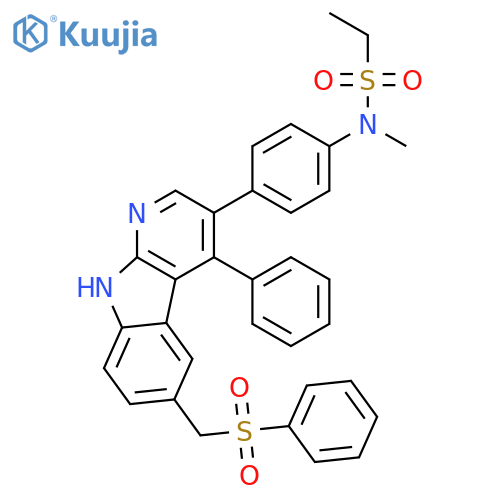 Ethanesulfonamide,N-methyl-N-[4-[4-phenyl-6-[(phenylsulfonyl)methyl]-9H-pyrido[2,3-b]indol-3-yl]phenyl]- structure