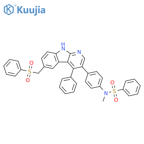 Benzenesulfonamide,N-methyl-N-[4-[4-phenyl-6-[(phenylsulfonyl)methyl]-9H-pyrido[2,3-b]indol-3-yl]phenyl]- structure