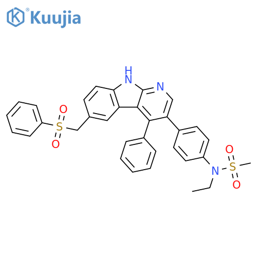 Methanesulfonamide,N-ethyl-N-[4-[4-phenyl-6-[(phenylsulfonyl)methyl]-9H-pyrido[2,3-b]indol-3-yl]phenyl]- structure