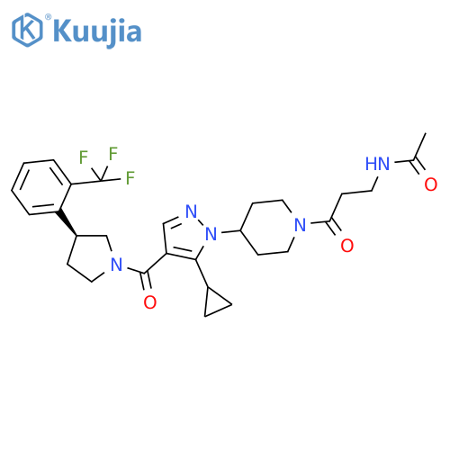 Acetamide,N-[3-[4-[5-cyclopropyl-4-[[(3S)-3-[2-(trifluoromethyl)phenyl]-1-pyrrolidinyl]carbonyl]-1H-pyrazol-1-yl]-1-piperidinyl]-3-oxopropyl]- structure