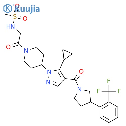 Methanesulfonamide,N-[2-[4-[5-cyclopropyl-4-[[(3S)-3-[2-(trifluoromethyl)phenyl]-1-pyrrolidinyl]carbonyl]-1H-pyrazol-1-yl]-1-piperidinyl]-2-oxoethyl]- structure
