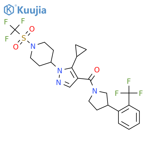 Methanone,[5-cyclopropyl-1-[1-[(trifluoromethyl)sulfonyl]-4-piperidinyl]-1H-pyrazol-4-yl][(3S)-3-[2-(trifluoromethyl)phenyl]-1-pyrrolidinyl]- structure