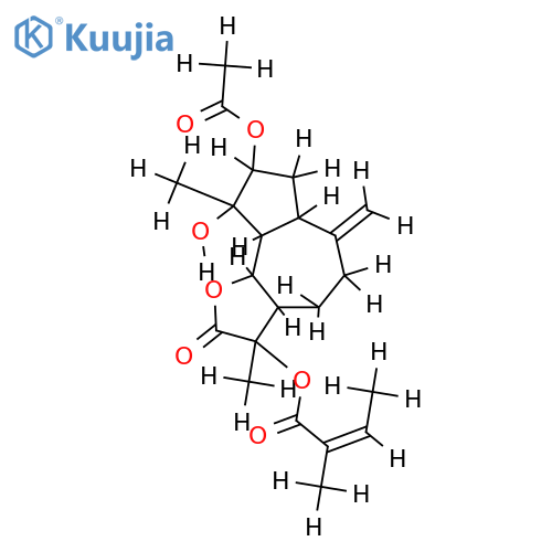 1betaH,5betaH,6alphaH,7alphaH-3alpha-acetyloxy-11alpha-angeloyloxy-4alpha-hydroxyguaia-3(4),10(14)-dien-6,7-olide structure