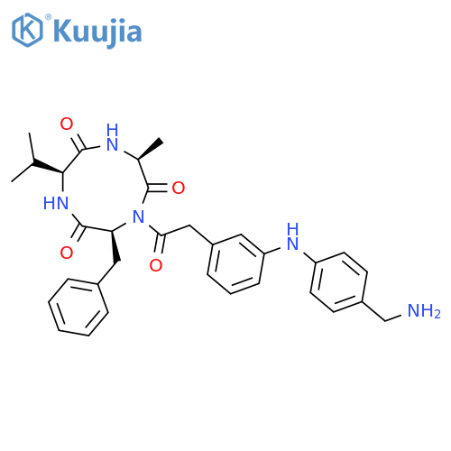 CYCLO[L-ALANYL-3-[[4-(AMINOMETHYL)PHENYL]AMINO]BENZENEACETYL-L-PHENYLALANYL-L-VALYL] structure