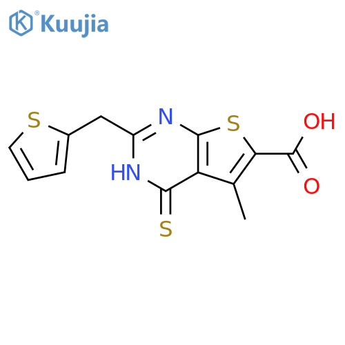 Thieno[2,3-d]pyrimidine-6-carboxylic acid,3,4-dihydro-5-methyl-2-(2-thienylmethyl)-4-thioxo- structure