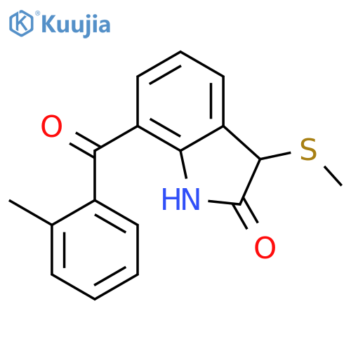 2H-INDOL-2-ONE, 1,3-DIHYDRO-7-(2-METHYLBENZOYL)-3-(METHYLTHIO)- structure