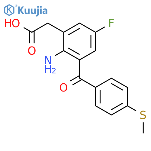 BENZENEACETIC ACID, 2-AMINO-5-FLUORO-3-[4-(METHYLTHIO)BENZOYL]- structure