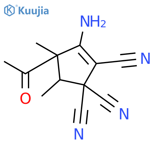 2-CYCLOPENTENE-1,1,2-TRICARBONITRILE, 4-ACETYL-3-AMINO-4,5-DIMETHYL- structure