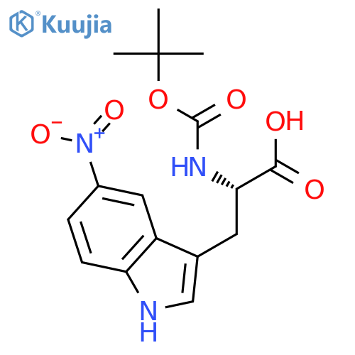 2-{(tert-butoxy)carbonylamino}-3-(5-nitro-1H-indol-3-yl)propanoic acid structure