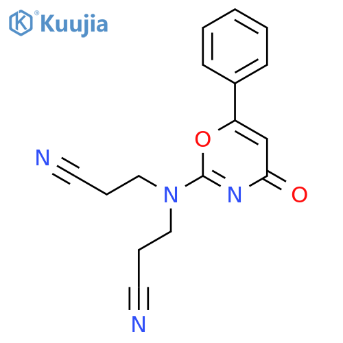 PROPANENITRILE, 3,3'-[(4-OXO-6-PHENYL-4H-1,3-OXAZIN-2-YL)IMINO]BIS- structure