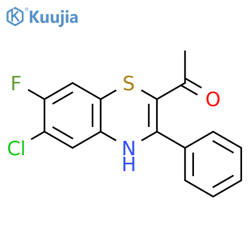 ETHANONE, 1-(6-CHLORO-7-FLUORO-3-PHENYL-4H-1,4-BENZOTHIAZIN-2-YL)- structure