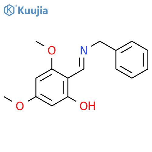Phenol, 3,5-dimethoxy-2-[[(phenylmethyl)imino]methyl]- structure