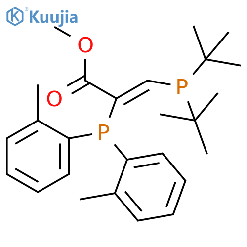 2-Propenoic acid,3-[bis(1,1-dimethylethyl)phosphino]-2-[bis(2-methylphenyl)phosphino]-,methyl ester, (2Z)- structure