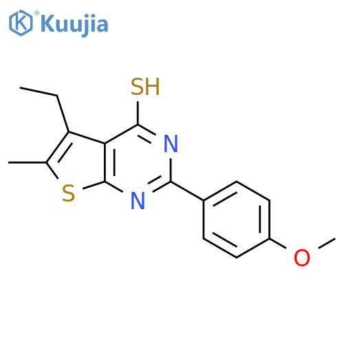 5-Ethyl-2-(4-methoxy-phenyl)-6-methyl-thieno[2,3-d]pyrimidine-4-thiol structure