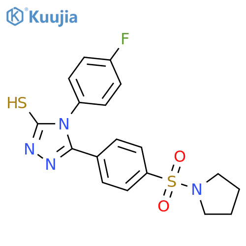 <br>4-(4-Fluoro-phenyl)-5-[4-(pyrrolidine-1-sulfonyl)-phenyl]-4H-[1,2,4]triazol e-3-thiol structure