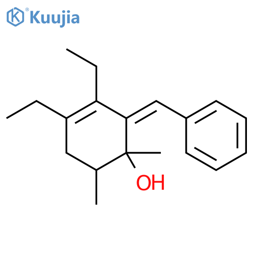 3-Cyclohexen-1-ol, 3,4-diethyl-1,6-dimethyl-2-(phenylmethylene)-, (2E)- structure