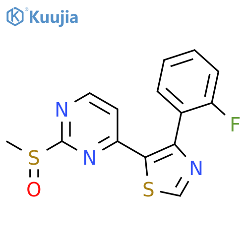 Pyrimidine, 4-[4-(2-fluorophenyl)-5-thiazolyl]-2-(methylsulfinyl)- structure