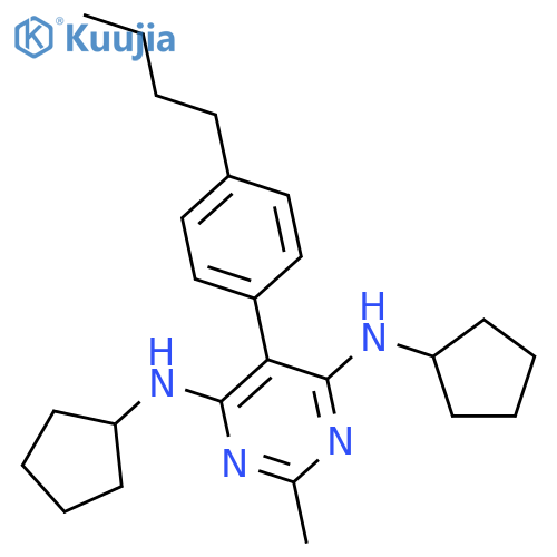4,6-Pyrimidinediamine, 5-(4-butylphenyl)-N4,N6-dicyclopentyl-2-methyl- structure