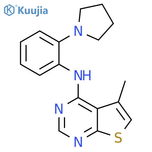 5-Methyl-N-[2-(pyrrolidin-1-yl)phenyl]thieno[2,3-d]pyrimidin-4-amine structure
