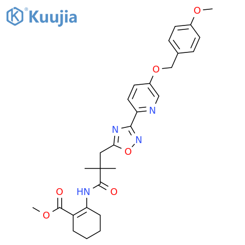 1-Cyclohexene-1-carboxylic acid,2-[[3-[3-[5-[(4-Methoxyphenyl)Methoxy]-2-pyridinyl]-1,2,4-oxadiazol-5-yl]-2,2-diMethyl-1-oxopropyl]aMino]-, Methyl ester structure