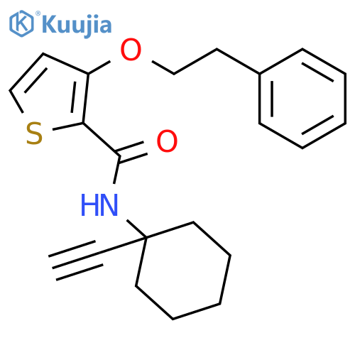 2-Thiophenecarboxamide, N-(1-ethynylcyclohexyl)-3-(2-phenylethoxy)- structure