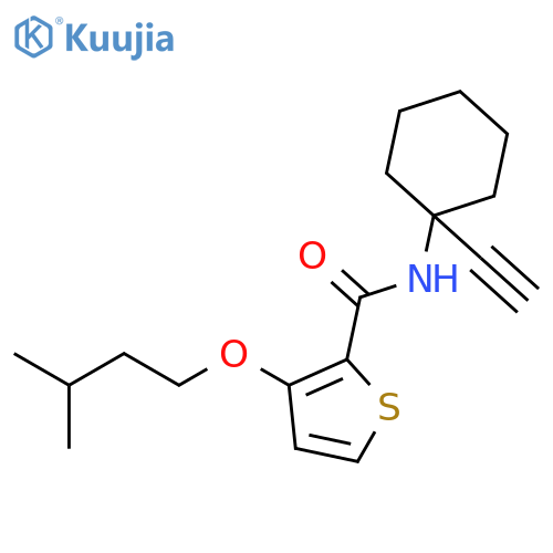 2-Thiophenecarboxamide, N-(1-ethynylcyclohexyl)-3-(3-methylbutoxy)- structure