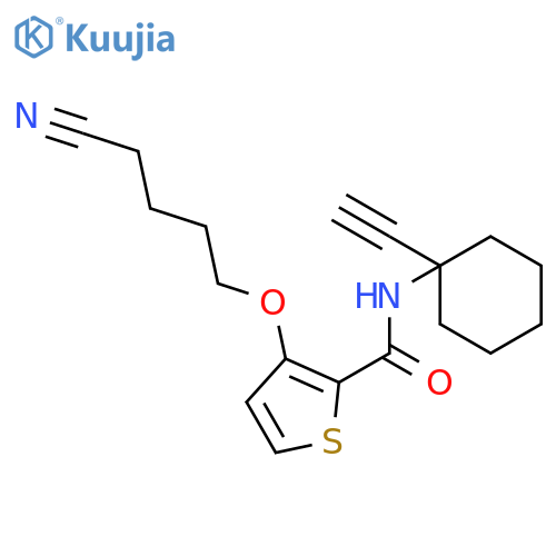 2-Thiophenecarboxamide, 3-(4-cyanobutoxy)-N-(1-ethynylcyclohexyl)- structure
