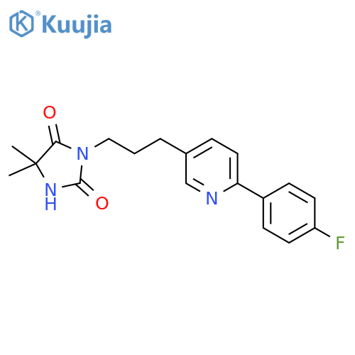 2,4-Imidazolidinedione, 3-[3-[6-(4-fluorophenyl)-3-pyridinyl]propyl]-5,5-dimethyl- structure