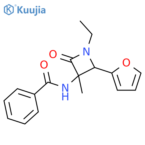 N-(1-Ethyl-2-(furan-2-yl)-3-methyl-4-oxoazetidin-3-yl)benzamide structure