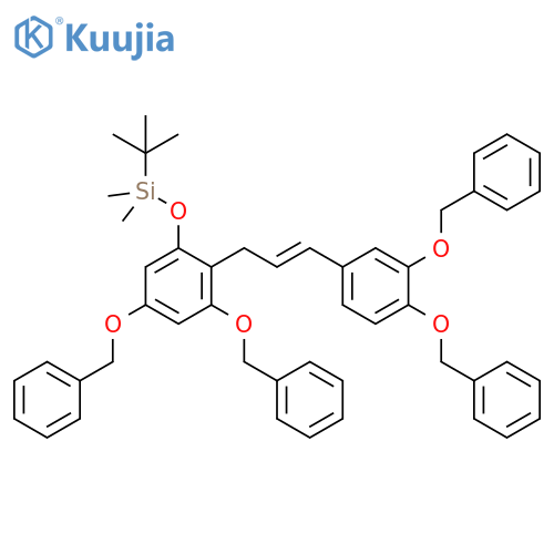 Benzene,2-[(2E)-3-[3,4-bis(phenylmethoxy)phenyl]-2-propen-1-yl]-1-[[(1,1-dimethylethyl)dimethylsilyl]oxy]-3,5-bis(phenylmethoxy)- structure