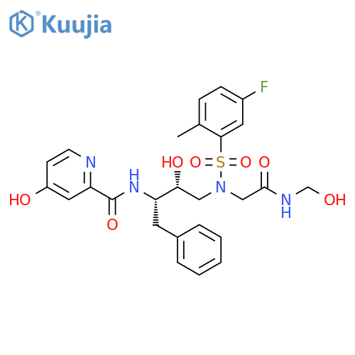 2-Pyridinecarboxamide, N-[(1S,2R)-3-[[(5-fluoro-2-methylphenyl)sulfonyl][2-(hydroxymethylamino)-2-oxoethyl]amino]-2-hydroxy-1-(phenylmethyl)propyl]-4-hydroxy- structure