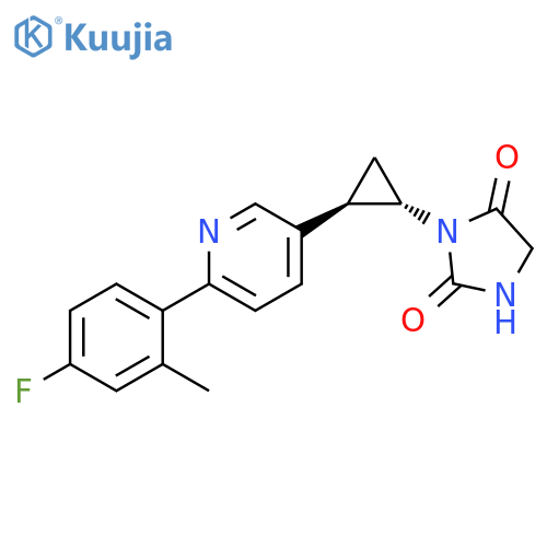 2,4-Imidazolidinedione, 3-[(1S,2R)-2-[6-(4-fluoro-2-methylphenyl)-3-pyridinyl]cyclopropyl]- structure