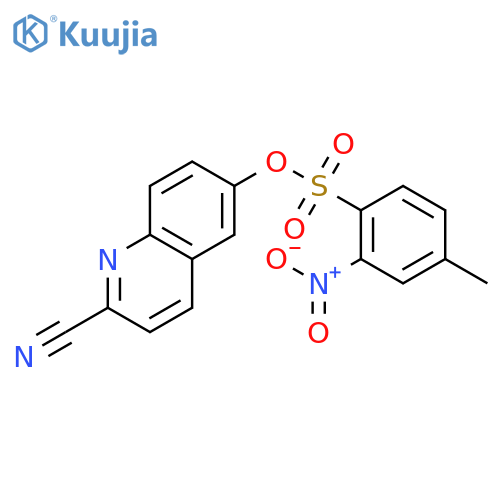 Benzenesulfonic acid, 4-methyl-2-nitro-, 2-cyano-6-quinolinyl ester structure