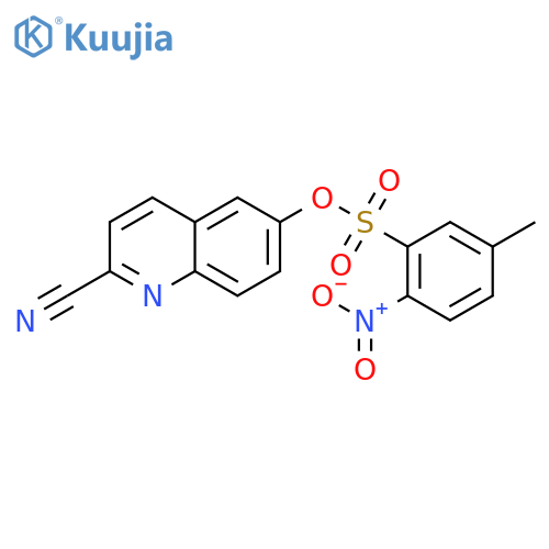 Benzenesulfonic acid, 5-methyl-2-nitro-, 2-cyano-6-quinolinyl ester structure