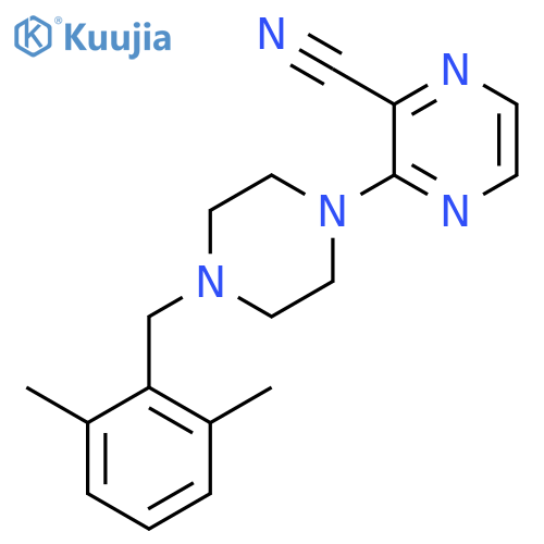2-Pyrazinecarbonitrile, 3-[4-[(2,6-dimethylphenyl)methyl]-1-piperazinyl]- structure