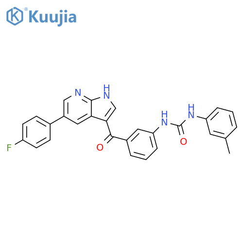 Urea, N-[3-[[5-(4-fluorophenyl)-1H-pyrrolo[2,3-b]pyridin-3-yl]carbonyl]phenyl]-N'-(3-methylphenyl)- structure