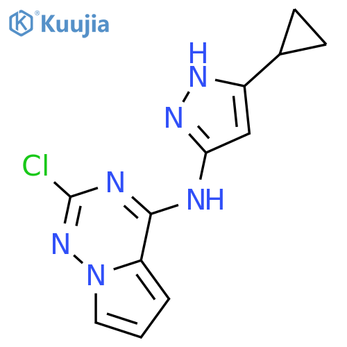 N-{2-chloropyrrolo[2,1-f][1,2,4]triazin-4-yl}-5-cyclopropyl-1H-pyrazol-3-amine structure