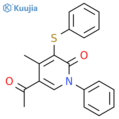 2(1H)-Pyridinone, 5-acetyl-4-methyl-1-phenyl-3-(phenylthio)- structure