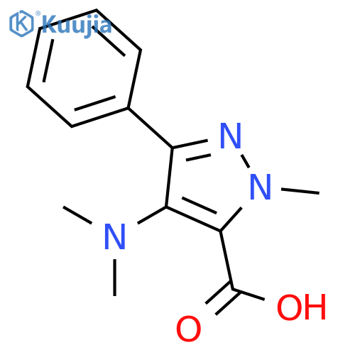 4-(dimethylamino)-1-methyl-3-phenyl-1H-pyrazole-5-carboxylic acid structure