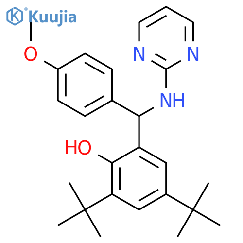 Phenol,2,4-bis(1,1-dimethylethyl)-6-[(4-methoxyphenyl)(2-pyrimidinylamino)methyl]- structure