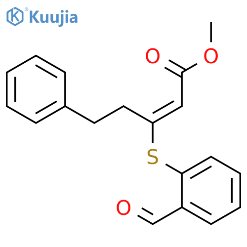 2-Pentenoic acid, 3-[(2-formylphenyl)thio]-5-phenyl-, methyl ester, (2E)- structure