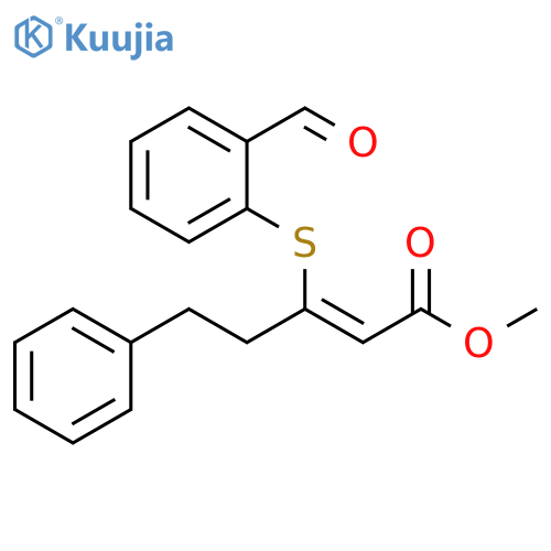 2-Pentenoic acid, 3-[(2-formylphenyl)thio]-5-phenyl-, methyl ester, (2Z)- structure