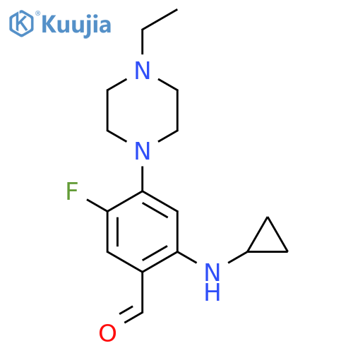 Benzaldehyde, 2-(cyclopropylamino)-4-(4-ethyl-1-piperazinyl)-5-fluoro- structure