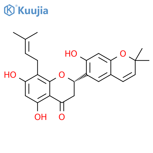 [S,(-)]-2-(2,2-Dimethyl-7-hydroxy-2H-1-benzopyran-6-yl)-5,7-dihydroxy-8-(3-methyl-2-butenyl)-2H-1-benzopyran-4(3H)-one structure