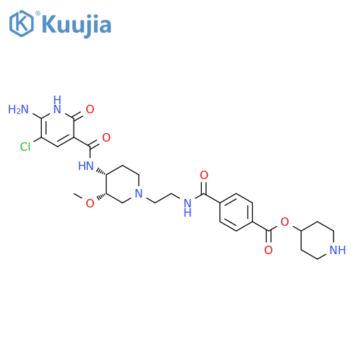 Benzoic acid,4-[[[2-[(3S,4R)-4-[[(6-amino-5-chloro-1,2-dihydro-2-oxo-3-pyridinyl)carbonyl]amino]-3-methoxy-1-piperidinyl]ethyl]amino]carbonyl]-, 4-piperidinylester structure