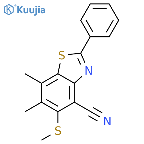 4-Benzothiazolecarbonitrile, 6,7-dimethyl-5-(methylthio)-2-phenyl- structure
