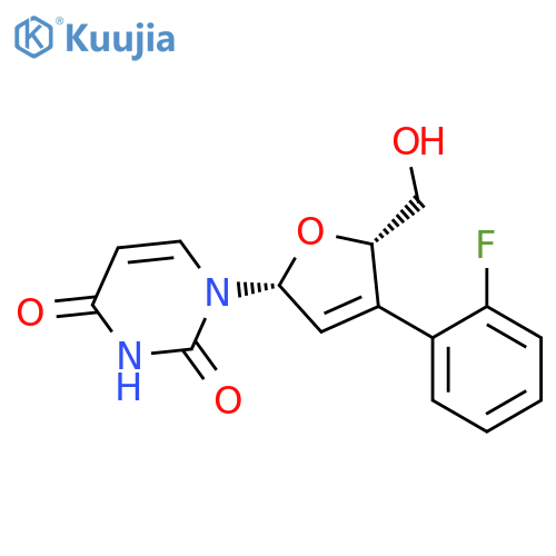 2,4(1H,3H)-Pyrimidinedione,1-[(2R,5S)-4-(2-fluorophenyl)-2,5-dihydro-5-(hydroxymethyl)-2-furanyl]- structure
