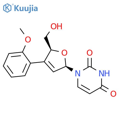 2,4(1H,3H)-Pyrimidinedione,1-[(2R,5S)-2,5-dihydro-5-(hydroxymethyl)-4-(2-methoxyphenyl)-2-furanyl]- structure