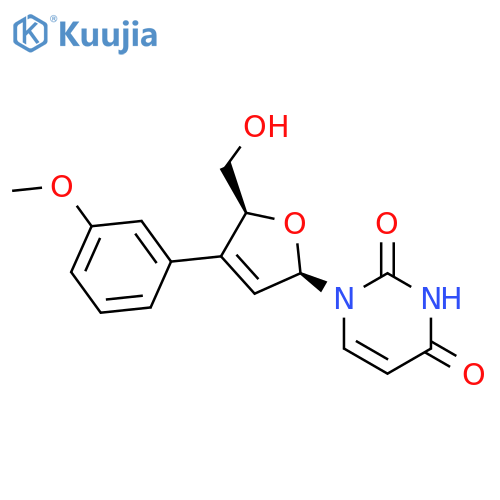 2,4(1H,3H)-Pyrimidinedione,1-[(2R,5S)-2,5-dihydro-5-(hydroxymethyl)-4-(3-methoxyphenyl)-2-furanyl]- structure